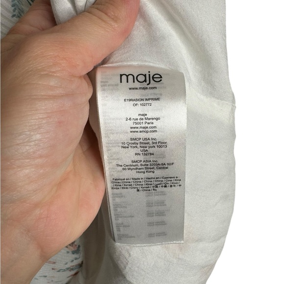 maje | Raison Pleated Dress White Floral 2 Medium - Picture 6 of 11
